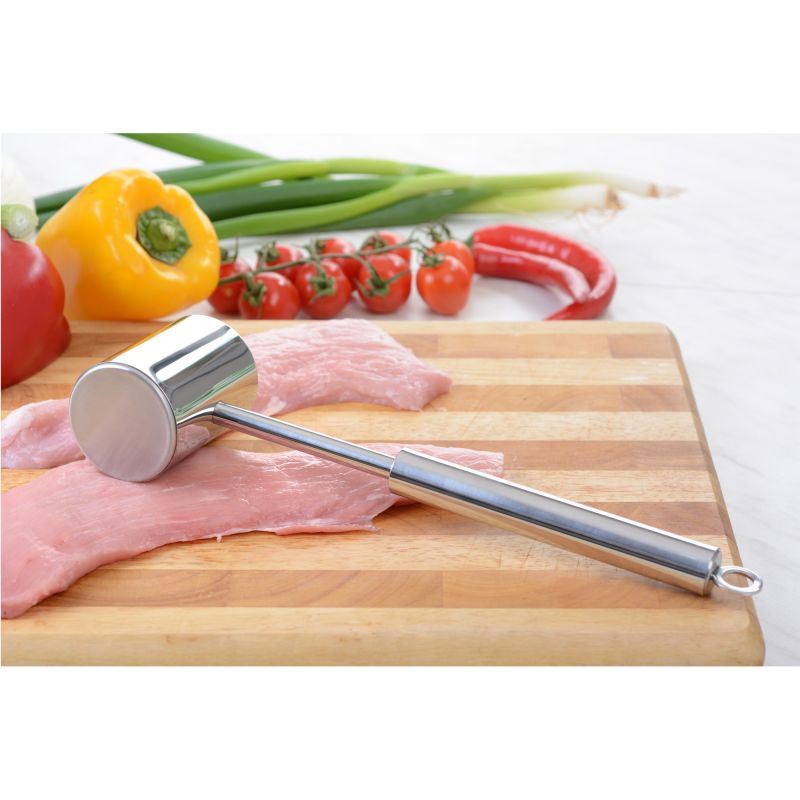 GRÄWE Fleischhammer Edelstahl 18/10 – glatte & geriffelte Plattierfläche