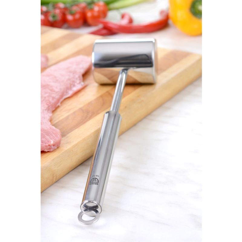 GRÄWE Fleischhammer Edelstahl 18/10 – glatte & geriffelte Plattierfläche