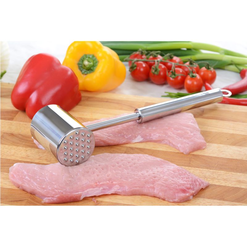 GRÄWE Fleischhammer Edelstahl 18/10 – glatte & geriffelte Plattierfläche