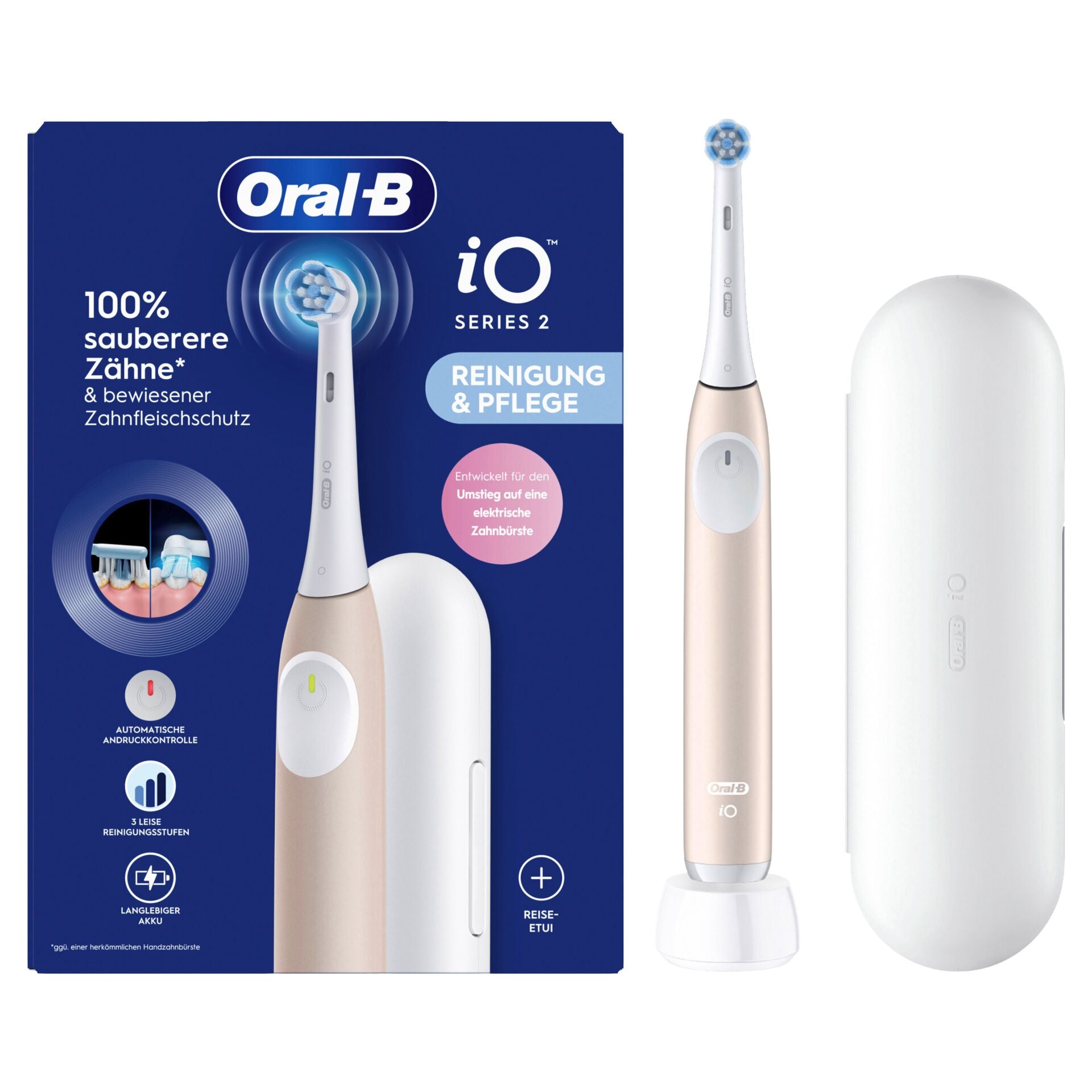 Oral-B iO Series 2 Elektrische Zahnbürste Calm Pink + Reiseetui