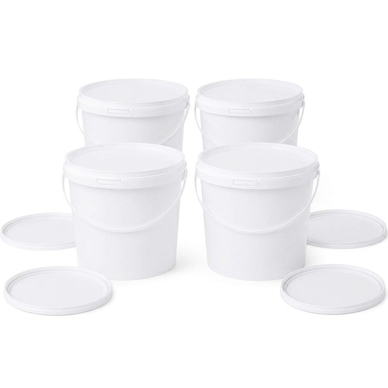 GRÄWE 4er-Set Eimer mit Deckel 5 Liter – Weiß, Kunststoff