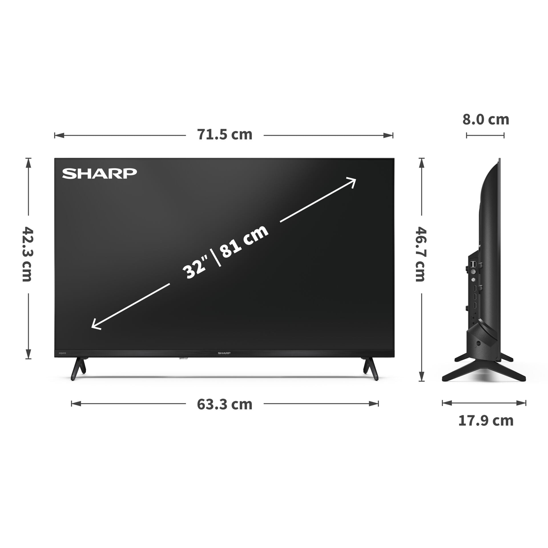 Sharp 32HF2265E 32" HD Smart-TV – WLAN, Bluetooth, HDR