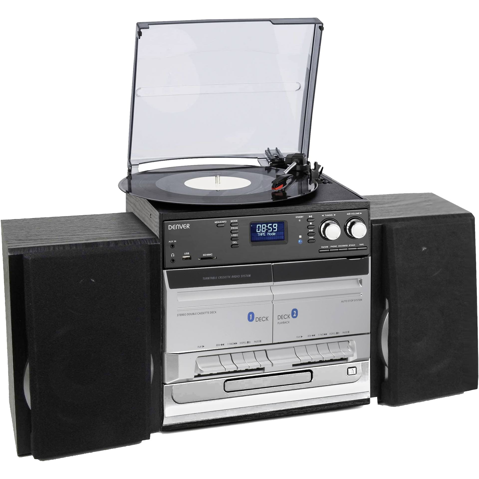 Denver MRD-166 DAB+ Stereoanlage „Denver MRD-166 DAB+ Stereoanlage mit Plattenspieler, CD und Kassettendeck"