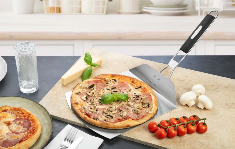 GRÄWE Pizzaschieber Edelstahl 58 × 24 cm – für Pizzastein & Holzofen