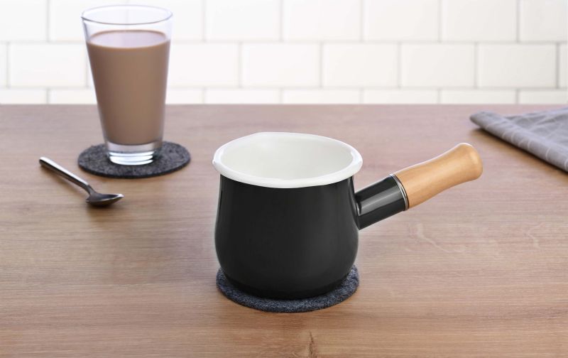 GRÄWE Milchtopf Ø 10,5 cm 450 ml emailliert grau induktionsgeeignet