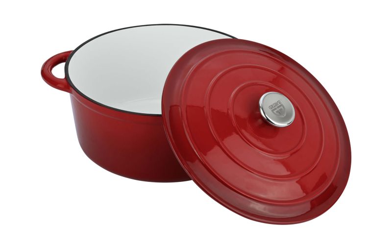 Gräwe Gusseisentopf emailliert 26cm 3L mit Deckel rot Schmortopf