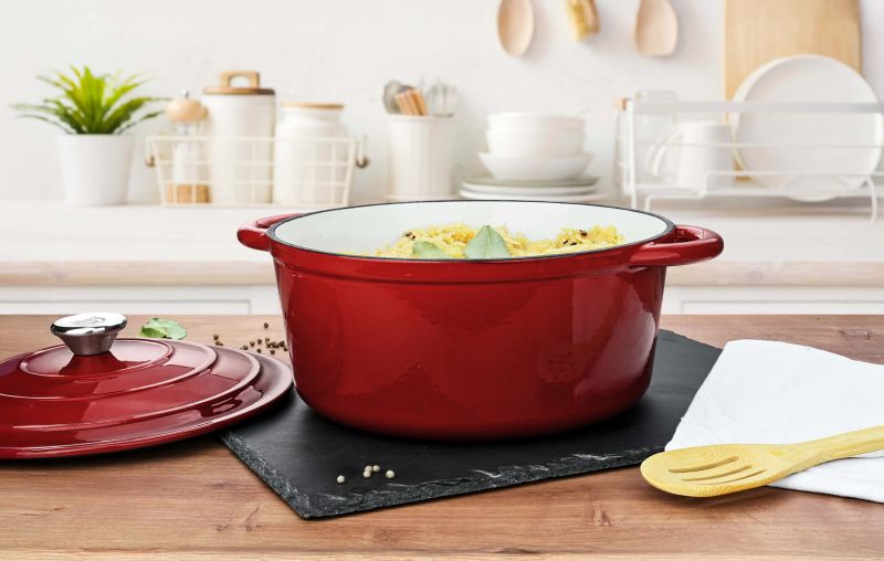 Gräwe Gusseisentopf emailliert 26cm 3L mit Deckel rot Schmortopf