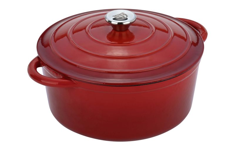 Gräwe Gusseisentopf emailliert 26cm 3L mit Deckel rot Schmortopf
