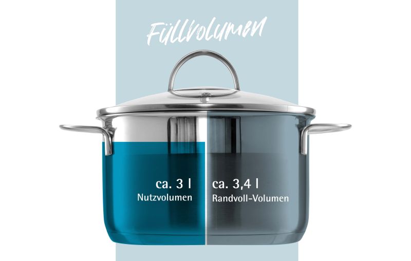Gräwe Kochtopf Serie Pro-Line 20cm 3L mit Liter.Skala und Deckel