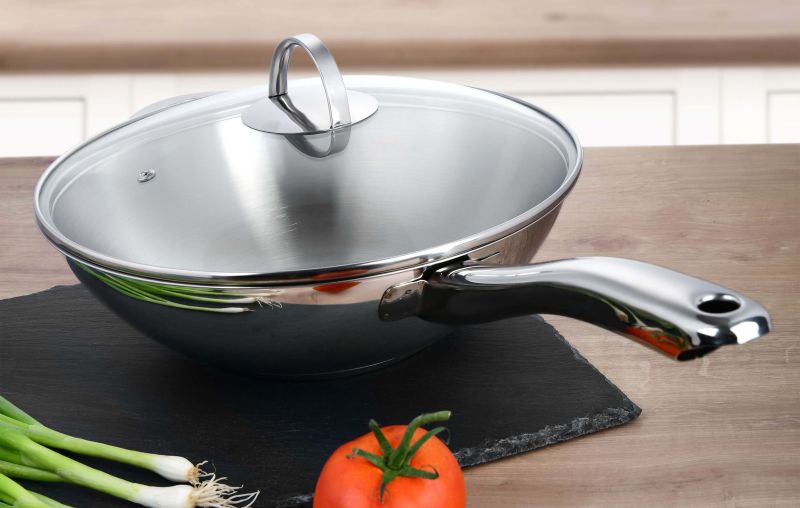 Gräwe Wokpfanne Pro-Line Edelstahl 28cm 2,8L mit Glasdeckel