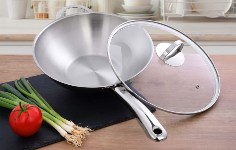 Gräwe Wokpfanne Pro-Line Edelstahl 28cm 2,8L mit Glasdeckel
