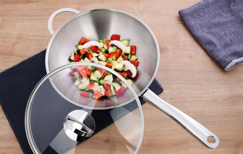 Gräwe Wokpfanne Pro-Line Edelstahl 28cm 2,8L mit Glasdeckel