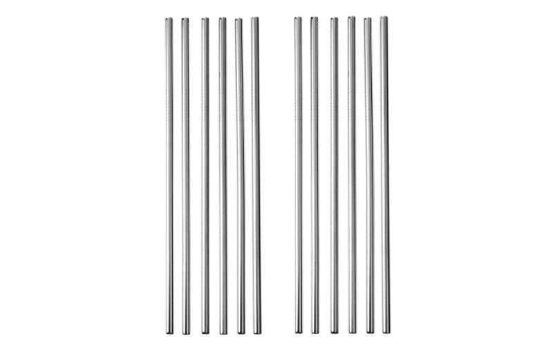 GRÄWE Trinkhalme aus Edelstahl 12er Set Silber gerade wiederverwendbar