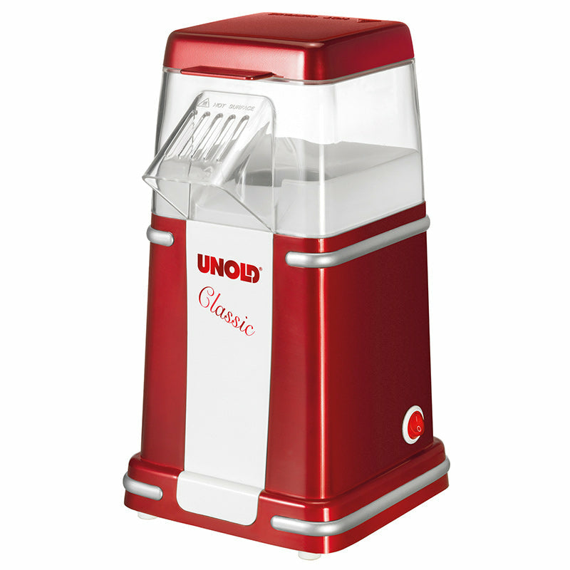 Unold Popcornmaker 48525 Classic Heißluft Öl-frei Retro rot/weiß