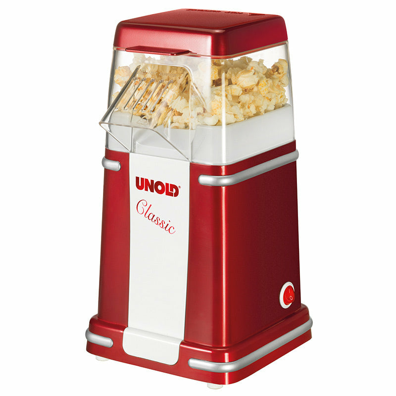 Unold Popcornmaker 48525 Classic Heißluft Öl-frei Retro rot/weiß