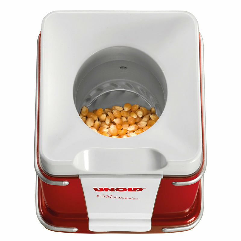 Unold Popcornmaker 48525 Classic Heißluft Öl-frei Retro rot/weiß