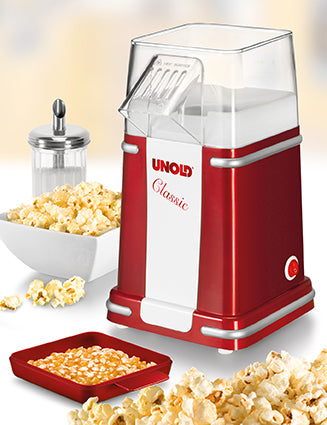 Unold Popcornmaker 48525 Classic Heißluft Öl-frei Retro rot/weiß