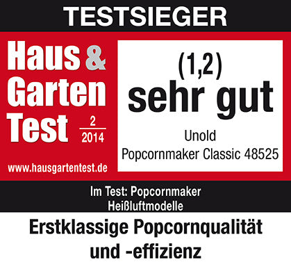 Unold Popcornmaker 48525 Classic Heißluft Öl-frei Retro rot/weiß
