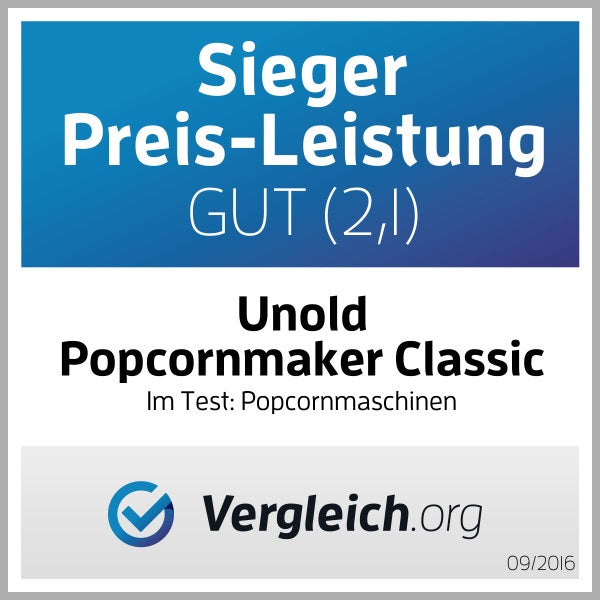 Unold Popcornmaker 48525 Classic Heißluft Öl-frei Retro rot/weiß