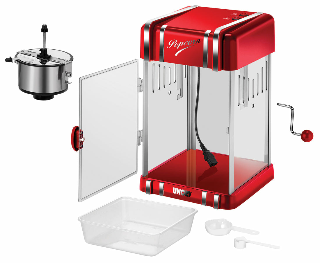 Unold Popcornmaker 48535 Retro Classic 50er-Jahre-Stil BPA-frei mit Auffangschale