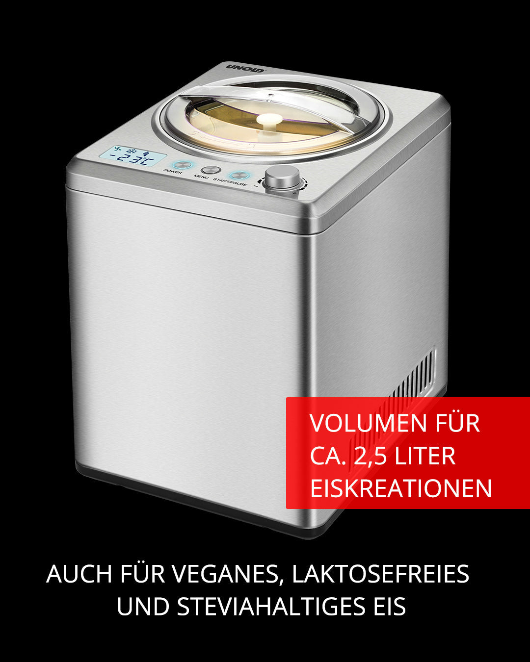 Unold Eismaschine Profi Plus 48880 mit Kompressor 2,5L Eisbereiter