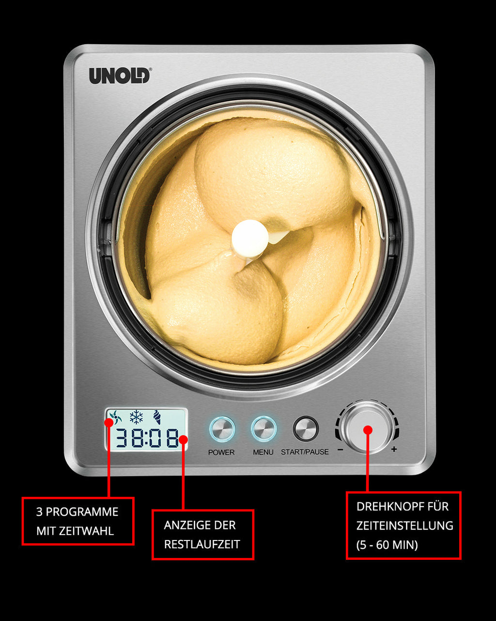 Unold Eismaschine Profi Plus 48880 mit Kompressor 2,5L Eisbereiter