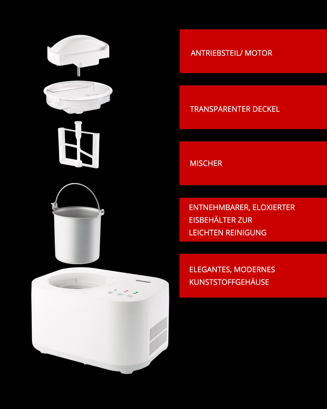 Unold Eismaschine Snow 48820 mit Kompressor 1L Eisbereiter
