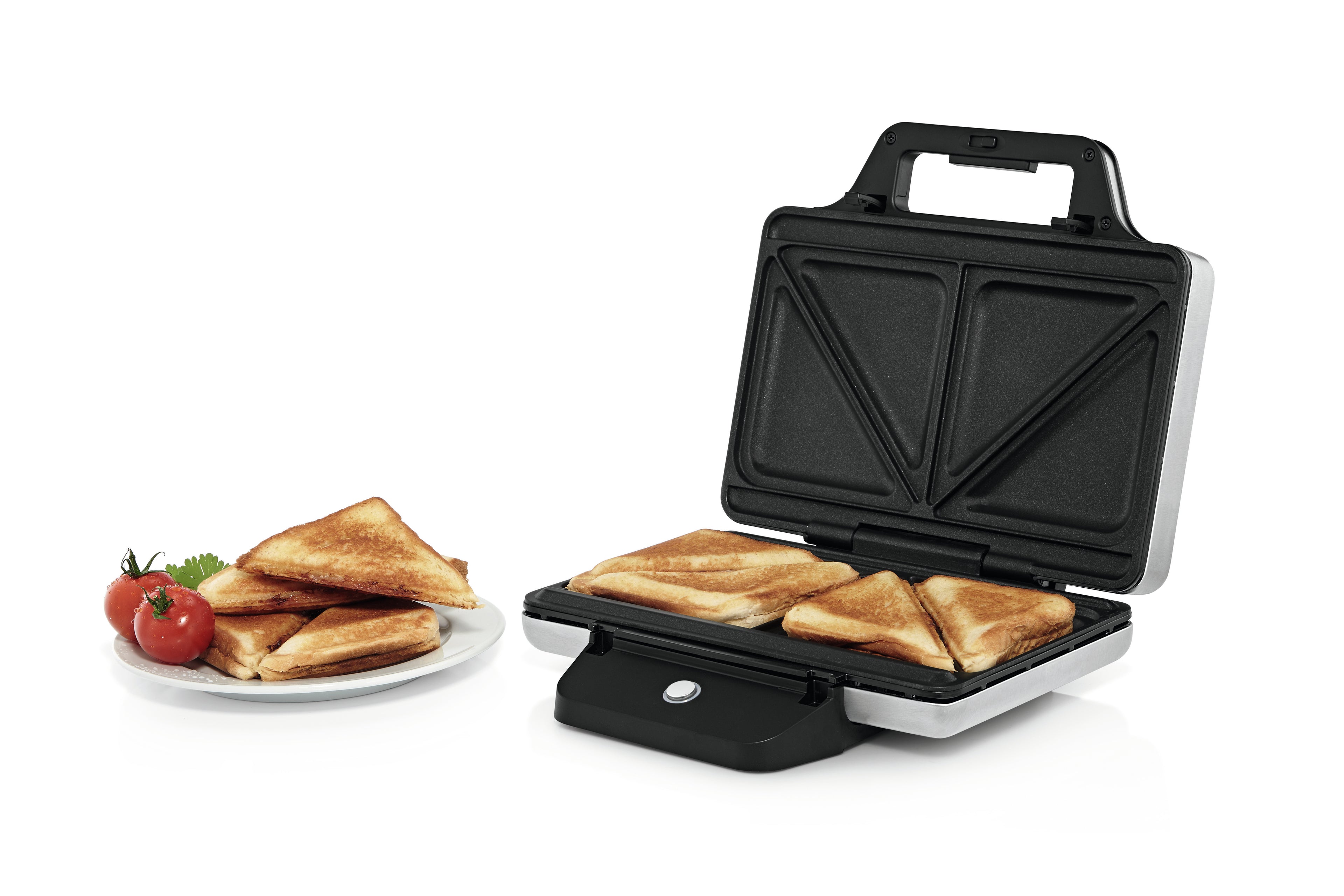 WMF Lono Sandwich-Toaster | 800 W | 2 Sandwiches | Edelstahl | Schwarz/Silber