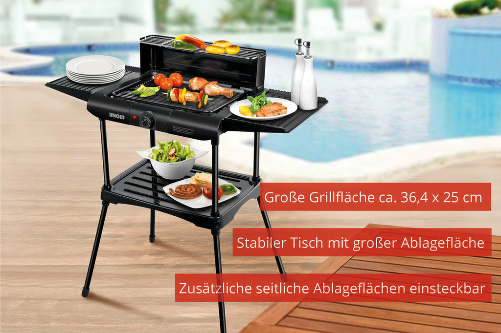 Unold Elektrogrill Standgrill Vario 58565 Tischgrill 1600W antihaft schwarz