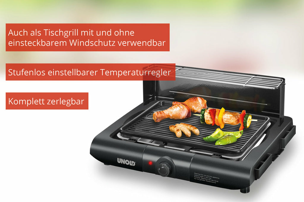 Unold Elektrogrill Standgrill Vario 58565 Tischgrill 1600W antihaft schwarz