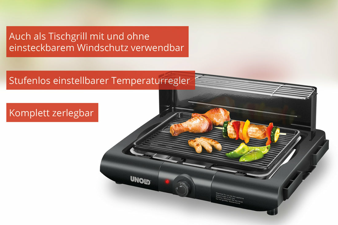 Unold Elektrogrill Standgrill Vario 58565 Tischgrill 1600W antihaft schwarz