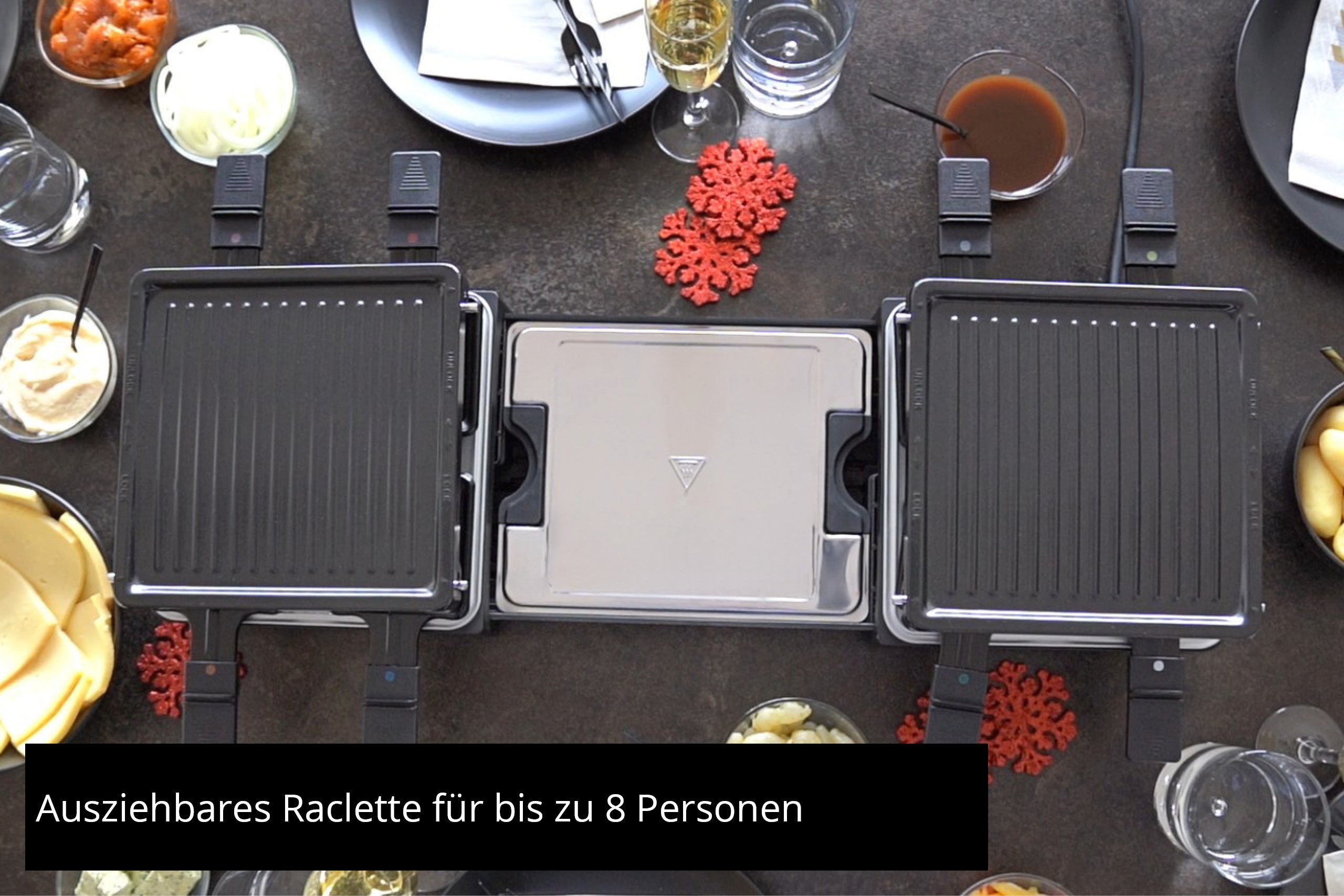 Unold Raclette Extendable 48755 ausziehbares Raclette bis zu 8 Personen 1300W