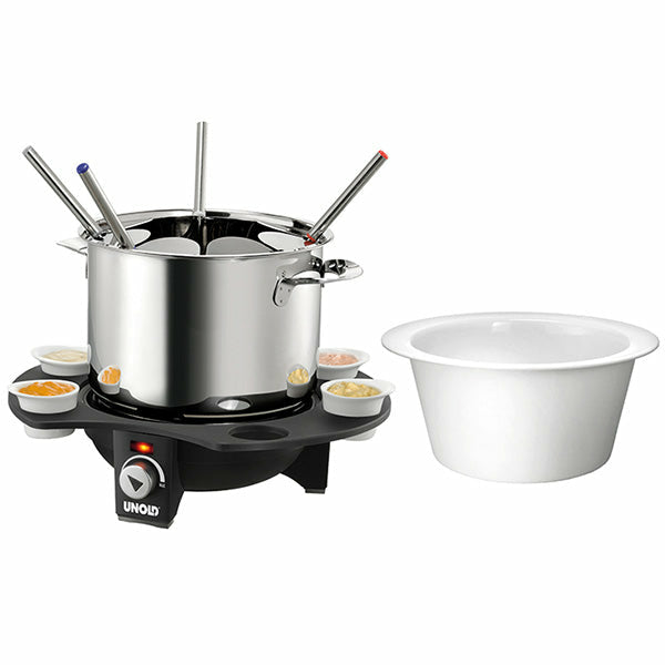 Unold Fondue Elegance 48645 aus Edelstahl & Keramik bis zu 8 Personen Käse & Fleisch