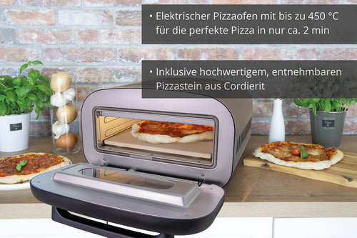 Unold Pizzaofen Don Alfredo 68805 elektrisch 450 Grad 1700 W schwarz inklusive Zubehör