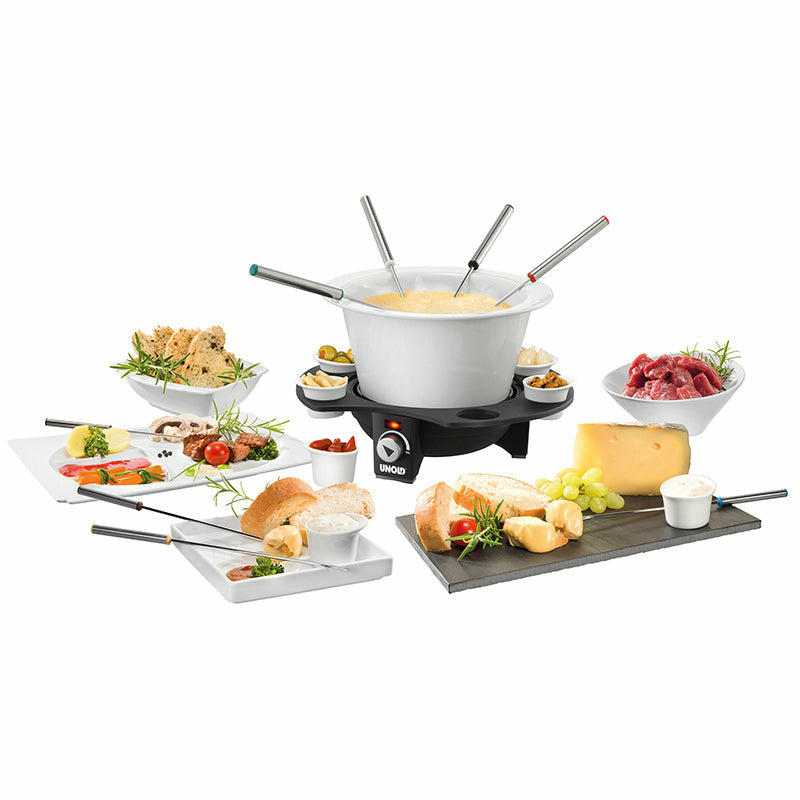 Unold Fondue Elegance 48645 aus Edelstahl & Keramik bis zu 8 Personen Käse & Fleisch