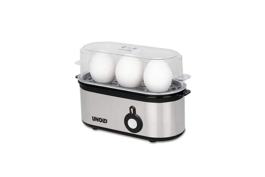 Unold Eierkocher Mini 38610 Edelstahl 1-3 Eier Messbecher BPA-frei