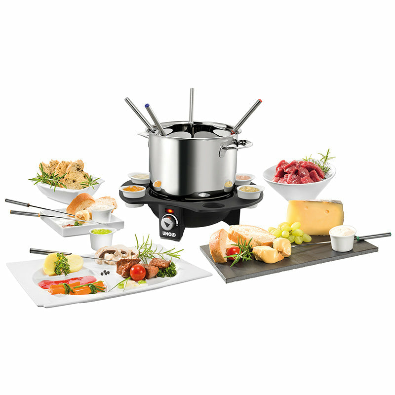 Unold Fondue Elegance 48645 aus Edelstahl & Keramik bis zu 8 Personen Käse & Fleisch