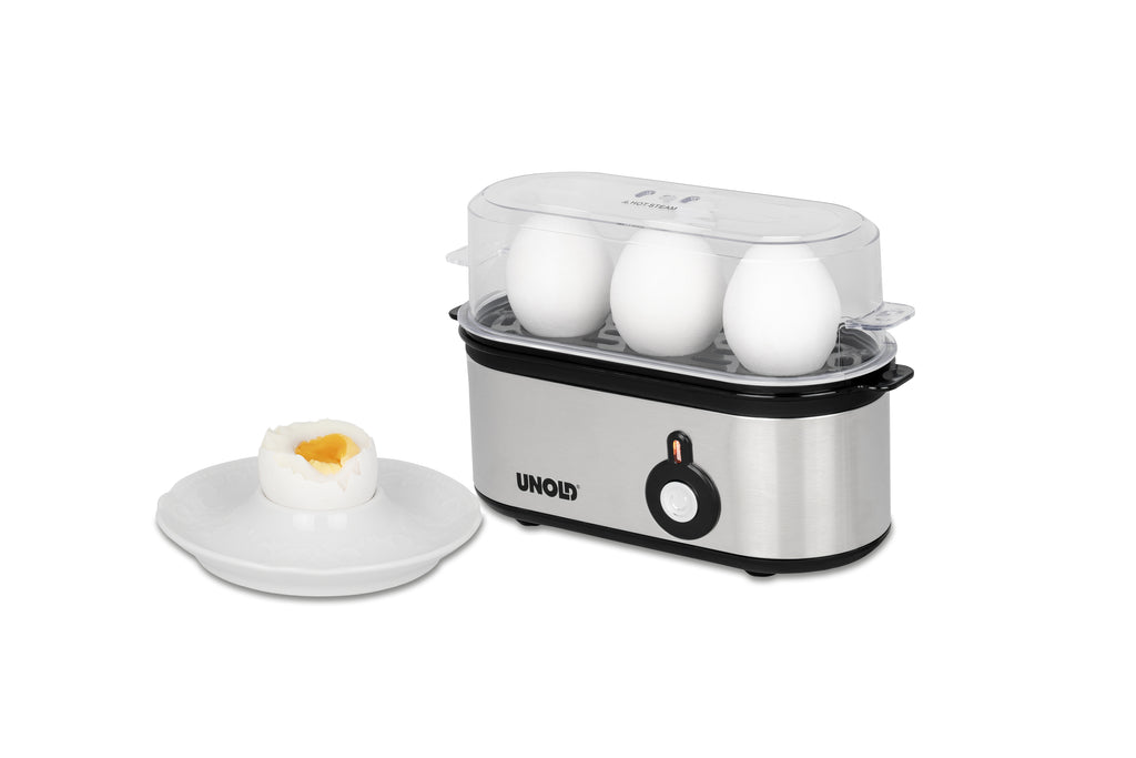 Unold Eierkocher Mini 38610 Edelstahl 1-3 Eier Messbecher BPA-frei
