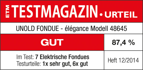 Unold Fondue Elegance 48645 aus Edelstahl & Keramik bis zu 8 Personen Käse & Fleisch