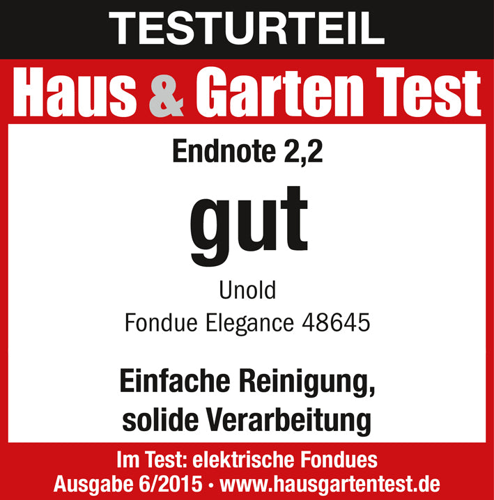 Unold Fondue Elegance 48645 aus Edelstahl & Keramik bis zu 8 Personen Käse & Fleisch