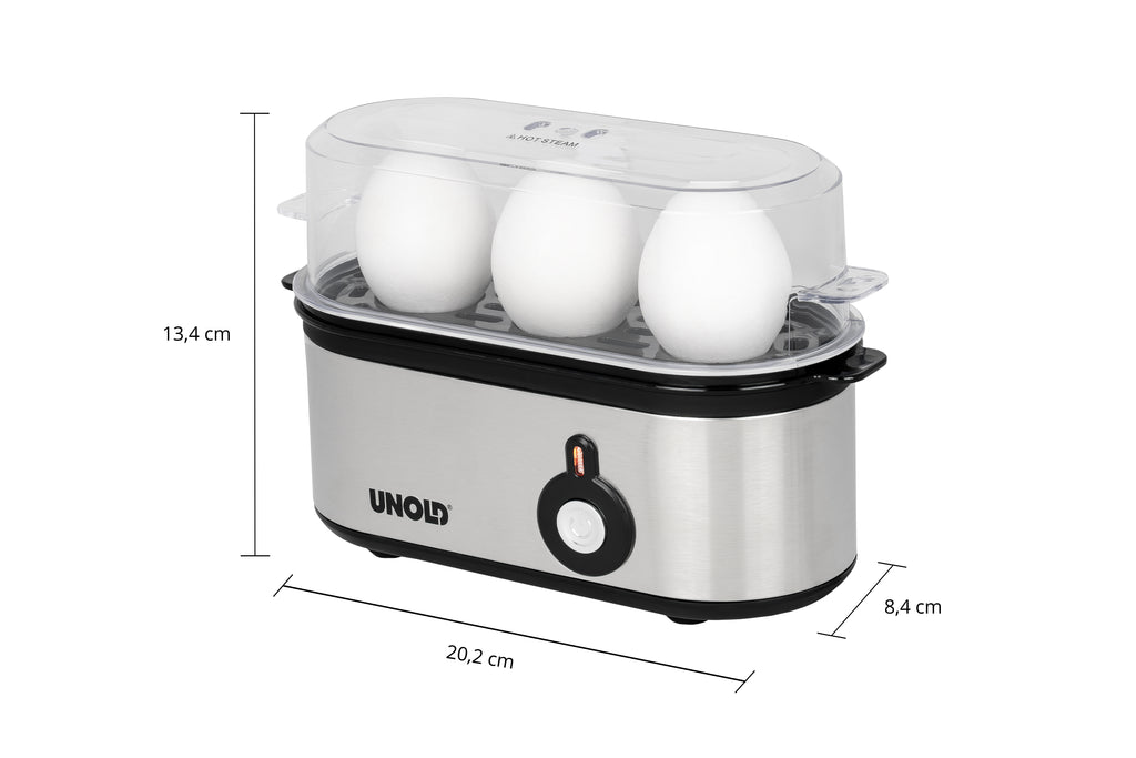 Unold Eierkocher Mini 38610 Edelstahl 1-3 Eier Messbecher BPA-frei