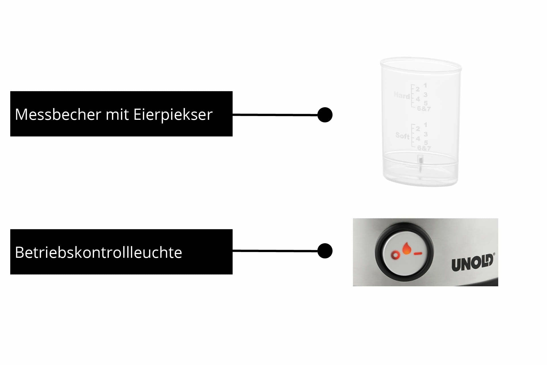 Unold Eierkocher 38626 Edelstahl 1-7 Eier Messbecher BPA-frei