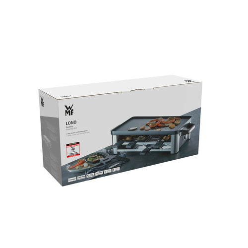 WMF Lono Raclette-Grill | 8 Personen | 1500 W | Wende-Gussplatte | Cromargan