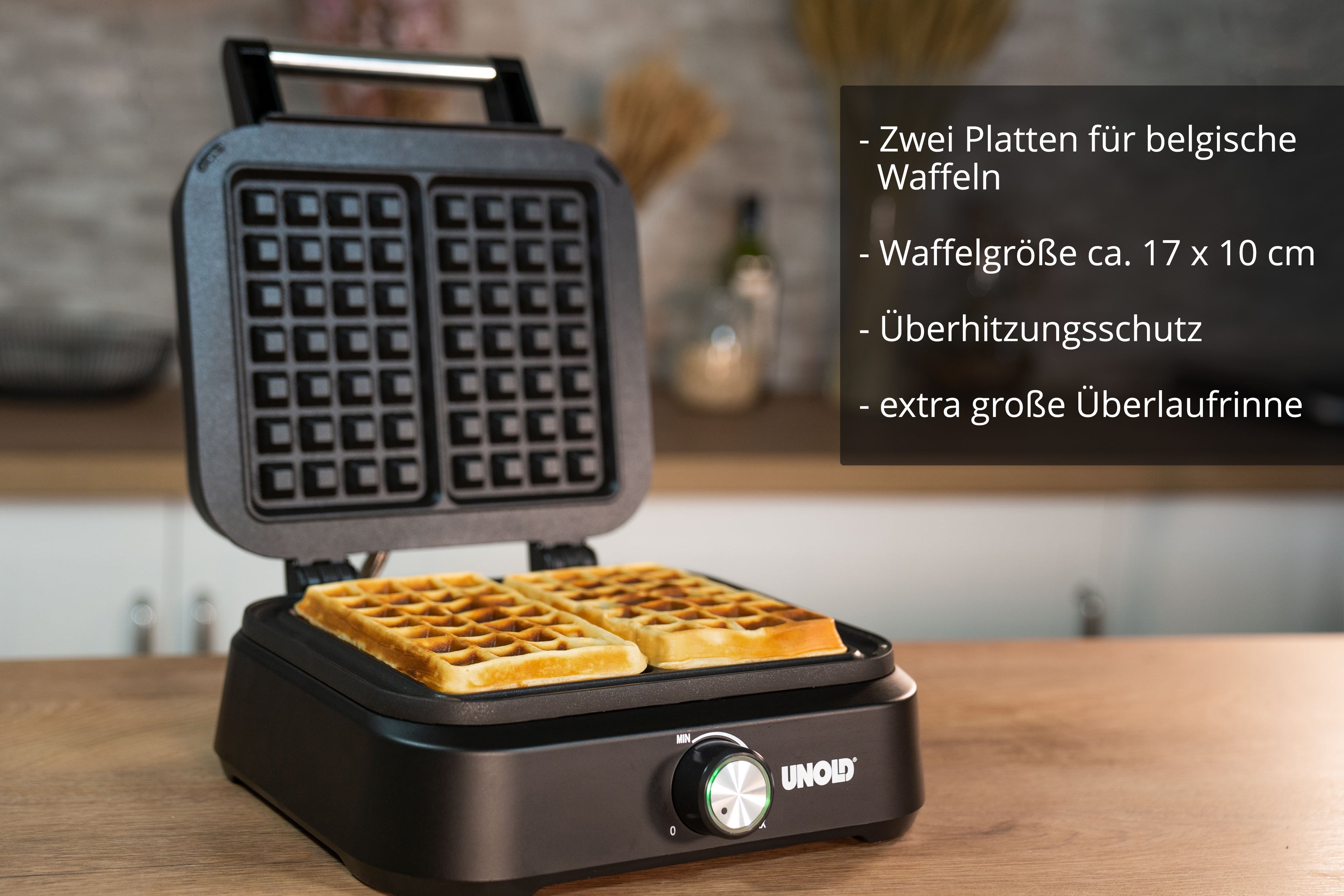 Unold Waffeleisen Brüssel 48275 Belgische Waffeln " Platten 1500W schwarz