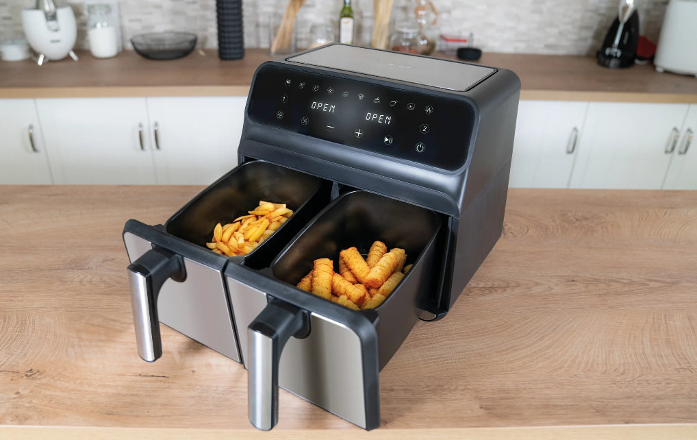 Unold Doppel-Heißluftfritteuse 58685 2 Kammern 8L Twin-Zone Airfryer BPA-frei