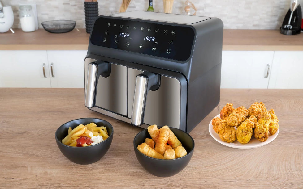 Unold Doppel-Heißluftfritteuse 58685 2 Kammern 8L Twin-Zone Airfryer BPA-frei