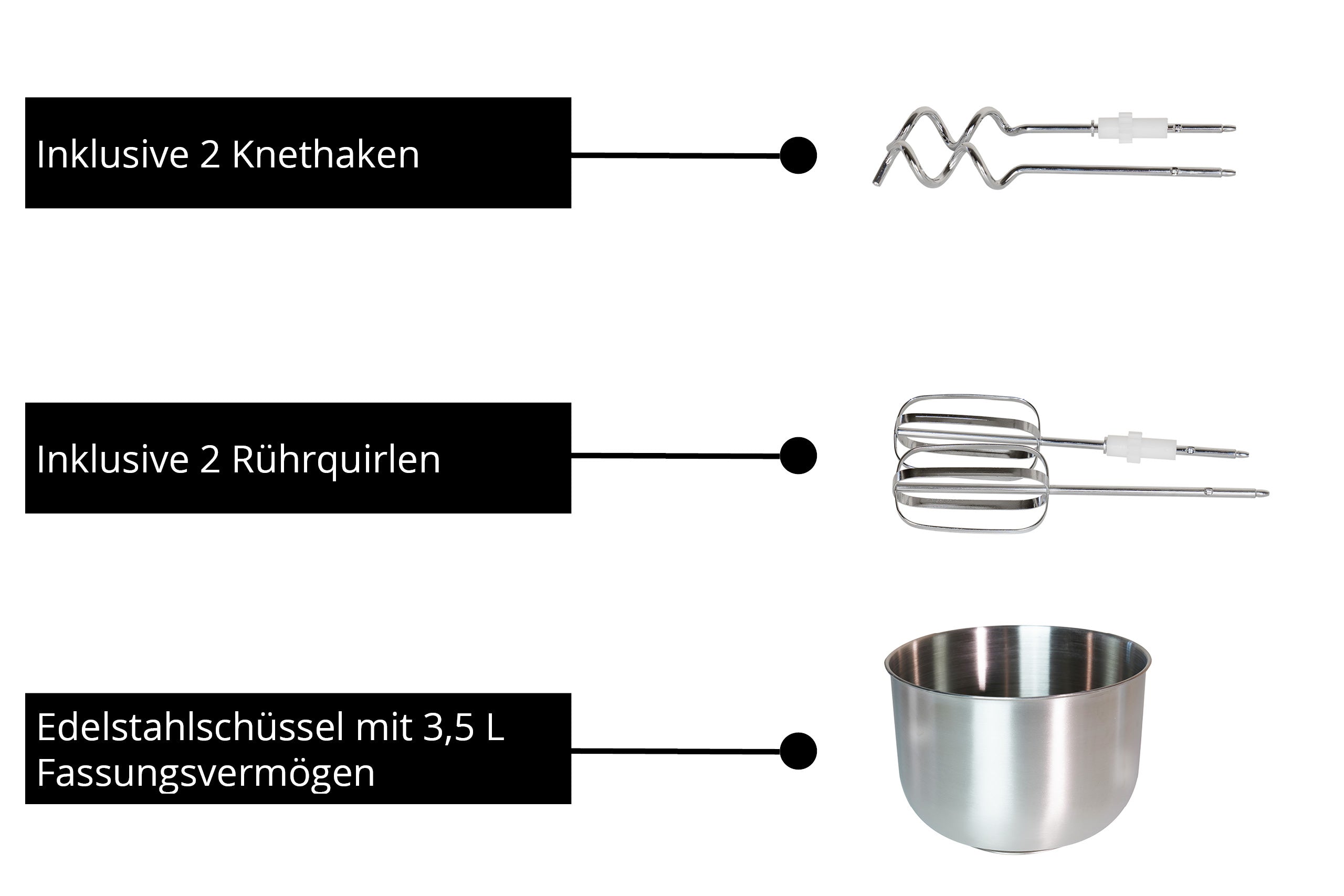 Unold Handmixer mit Rührschüssel Hannah 78720 500W 3,5L Turbo