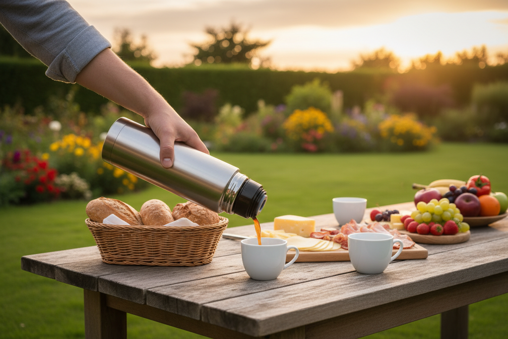 GRÄWE Thermoskanne 0,75 L Edelstahl mit Klick-Klack-Verschluss