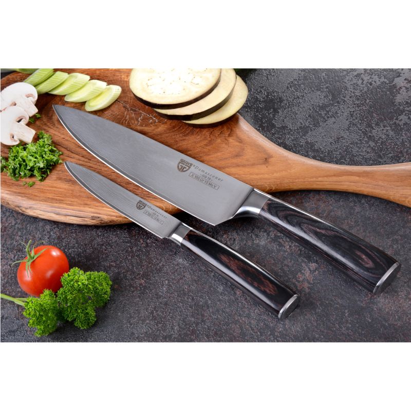 Gräwe Damastmesser Set mit Wetzstein 3 teilig für Hotelerie & Gastronomie