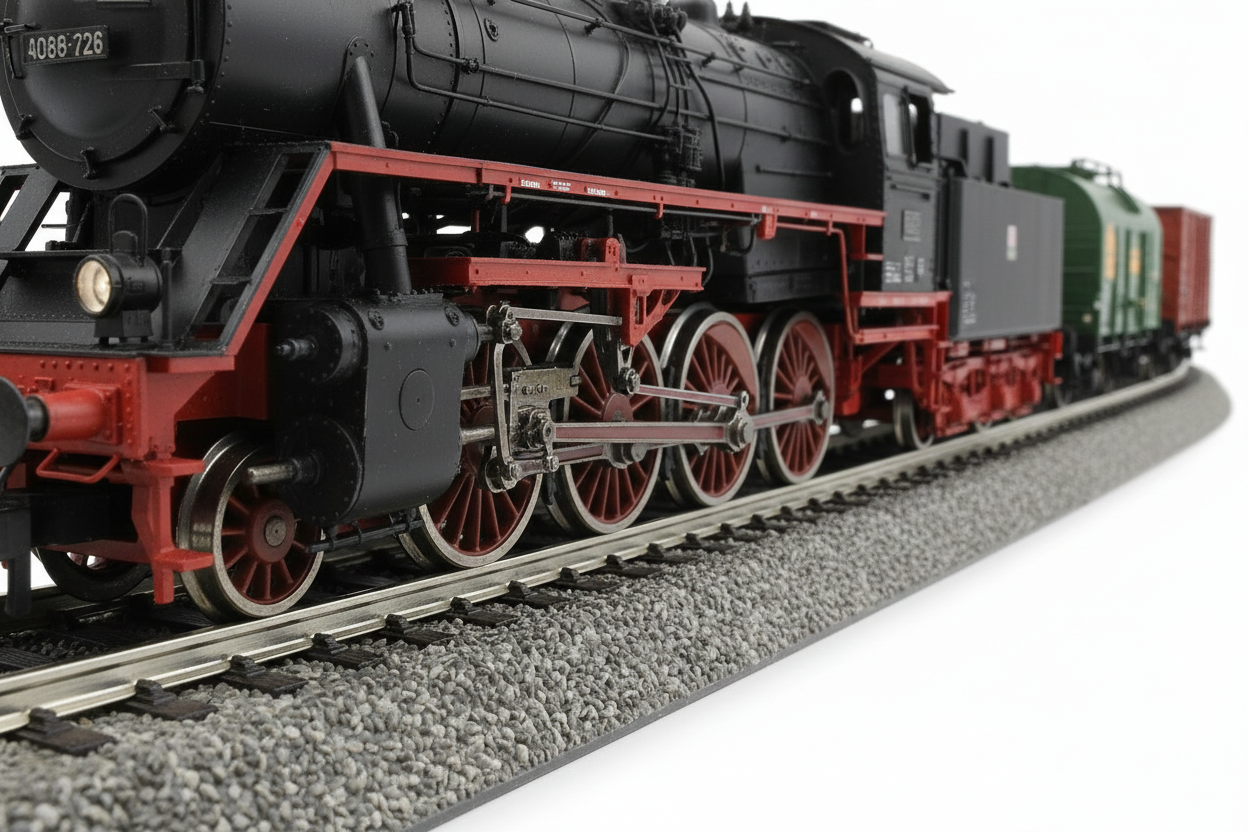 Detailfoto 1 – Lokomotive auf Schienen